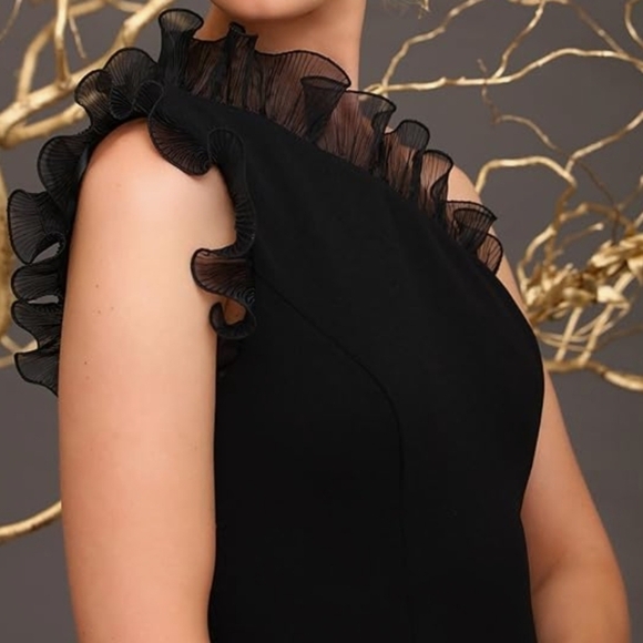 Maggy London Women's One Shoulder Ruffle Trim Party Dress - Picture 1 of 6